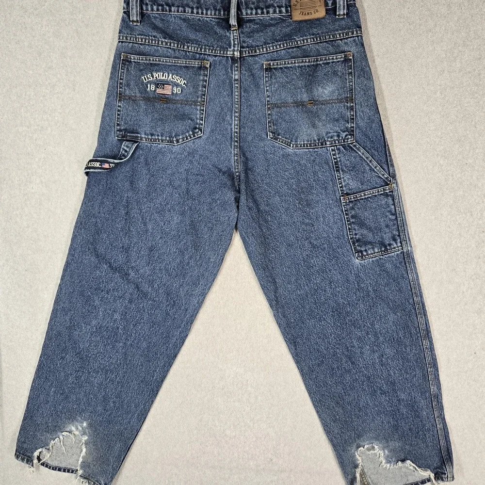 VINTAGE U.S. Polo Assn. Men Jeans 38X32 Blue Denim Y2K Baggy Skater Carpenter